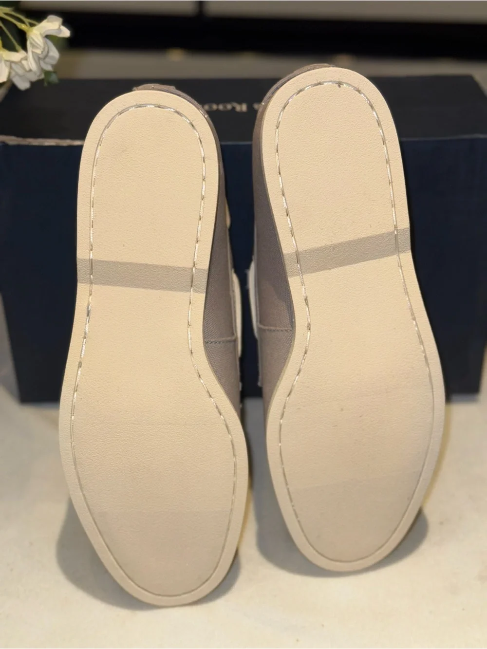 Club Room Taupe Canvas Men’s Boat Shoes with White Laces